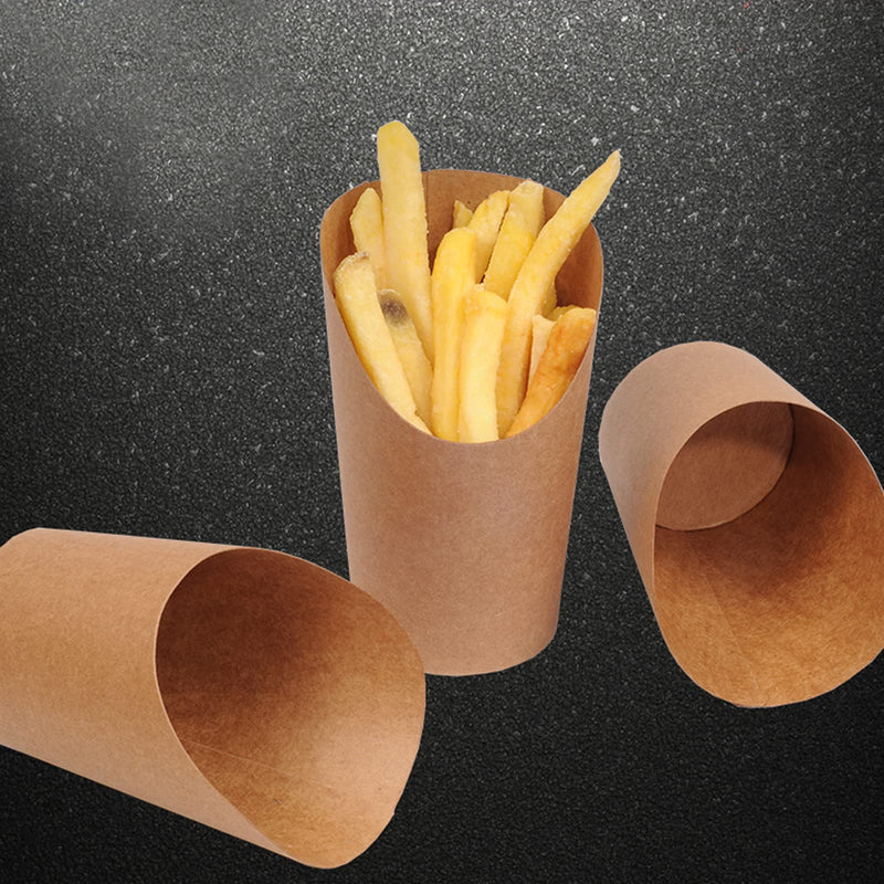 [Australia - AusPower] - 50 Pcs French Fries Holder Cup 12oz Disposable Take-Out Party Baking Supplies Waffle Paper Popcorn Container Ice Cream Kraft Paper Cups for Party Favor Baking Store 
