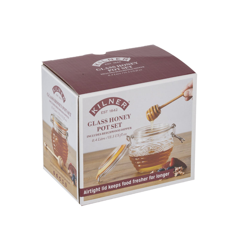 [Australia - AusPower] - Kilner Honey Pot With Dipper, 13.5 Fluid Ounces 