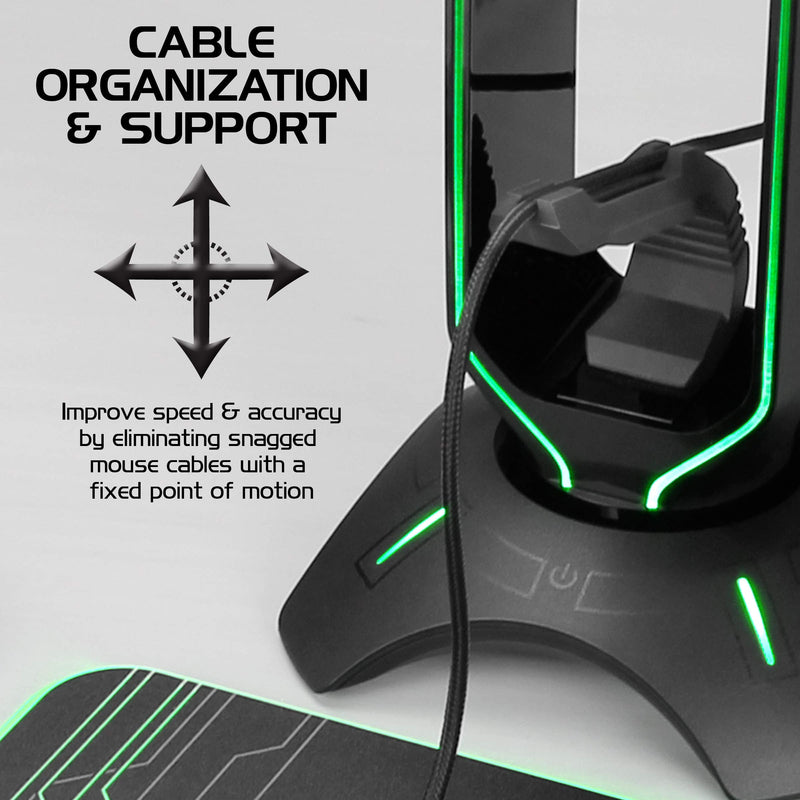 [Australia - AusPower] - ENHANCE Gaming Headset Stand - LED Headphone Stand with Mouse Bungee and 2 Port USB Hub - 7 RGB Colors + Color Changing Mode, Headset Holder, Mouse Bungee 3-in-1 Gaming Desktop Accessory 