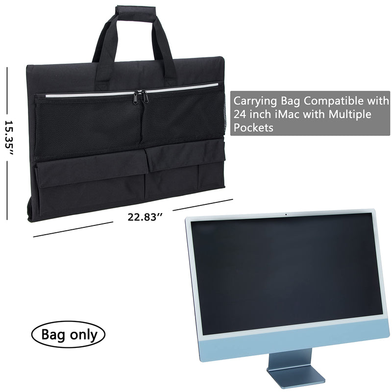 [Australia - AusPower] - KISLANE Travel Carrying Case for 24'' iMac Desktop Computer, Protective Storage Bag for iMac Monitor Dust Cover with Carry Handle for 24 inch iMac Screen and Accessories (Black) Black 