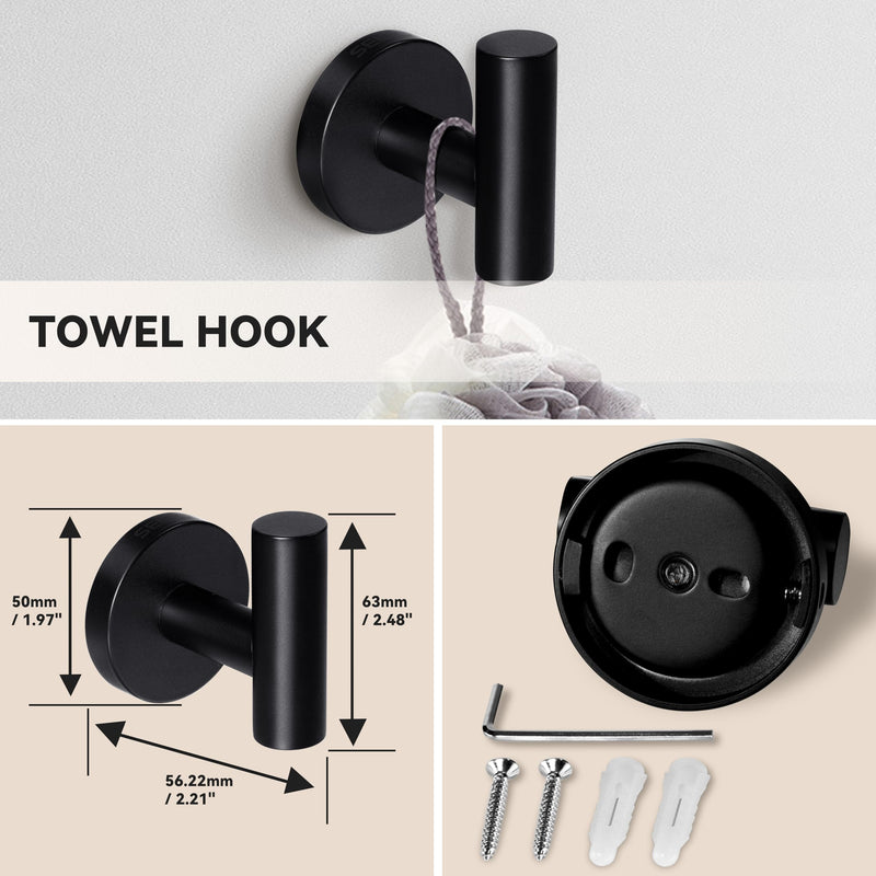 [Australia - AusPower] - SEIDO 3-Pieces Bathroom Hardware Set Black Bathroom Accessories Set, SUS 304 Stainless Steel Towel Bar for Bathroom Wall Black Towel Rack 