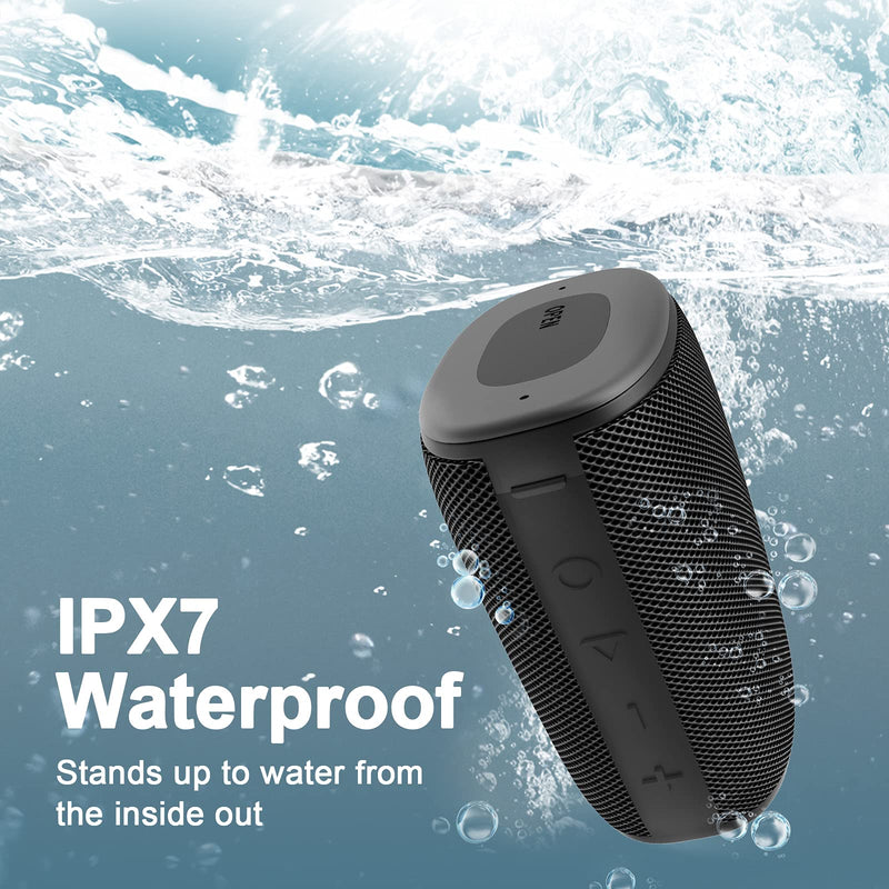 [Australia - AusPower] - IPX7 Waterproof Bluetooth Speaker, Hadisala H3 Portable Wireless Speaker Bluetooth 5.0 with Rich Bass HD Stereo Sound 15H Playtime USB-C Charge, Shower Speaker TWS Pairing for Home, Outdoors, Travel Black 