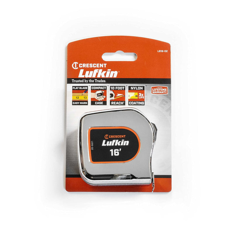 [Australia - AusPower] - Crescent Lufkin 1" x 16' Chrome Case Yellow Clad Tape Measure - L916-02 