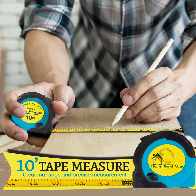 [Australia - AusPower] - Home Planet Gear - 10ft Tape Measure with Fractions - Measurement Tape 3 Pack of Small Measuring Tape Retractable - Mini Measuring Tape Small Tape Measure - Where's My Tape Measure? Blue 