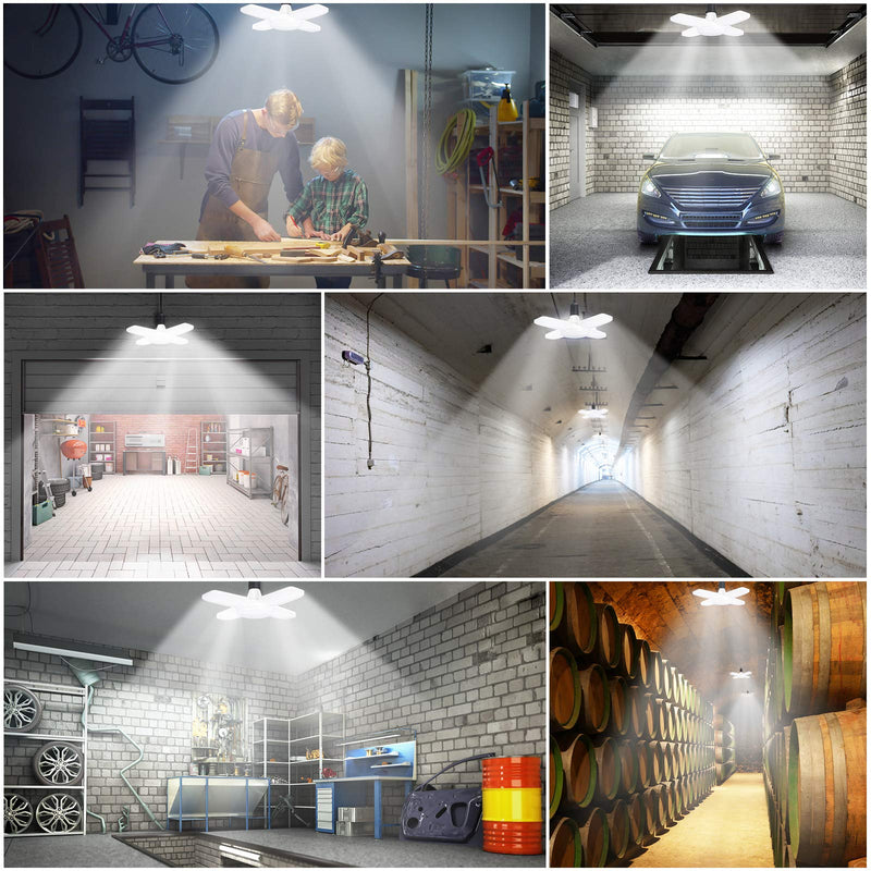 [Australia - AusPower] - LED Basement Lights Led Garage Lights LED Shop Light,6000LM 60W Deformable LED Light Bulbs Garage Ceiling Lighting,Workshop Light for Garage, Workshop, Workbench, Barn, Warehouse (1 Pack) 1PACK 