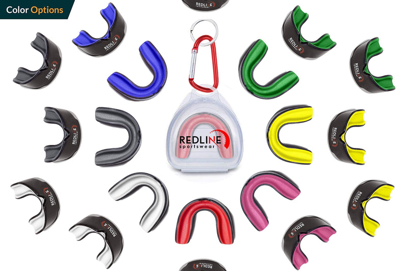 [Australia - AusPower] - Redline Sportswear Custom Molded Mouthguard w/Case | Youth - Adult - Braces | Best Protection for MMA, Boxing, BJJ, Lacrosse, Football, Hockey and Other Sports | BPA Free Blue & Black 