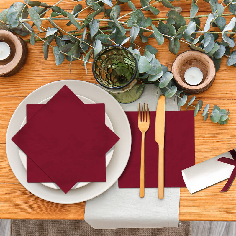 [Australia - AusPower] - Maroon Cocktail Napkins 3-ply 80PCS Burgundy Red Beverage Napkin Disposable Paper Cocktail Napkins Dinner Napkins for Birthday Graduation Party Restaurant Bar Picnic Purplish Red 