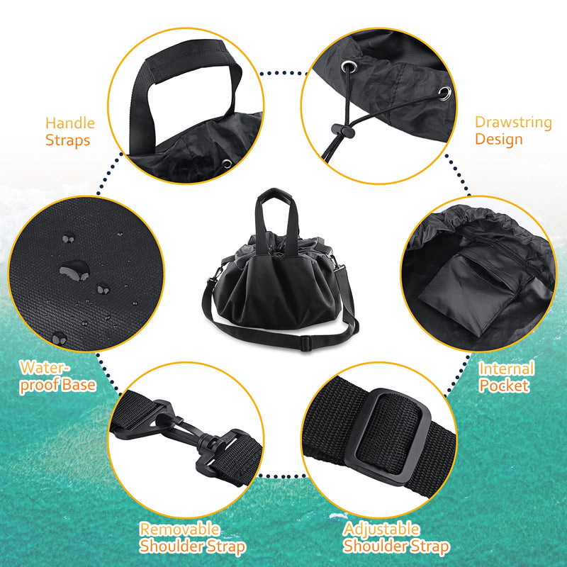 [Australia - AusPower] - Wetsuit Change Mat, Beach Changing Surf Storage Bag with Shoulder and Handle Strap for Swimming Diving Surfing and Outdoors Sports Accessories Black 