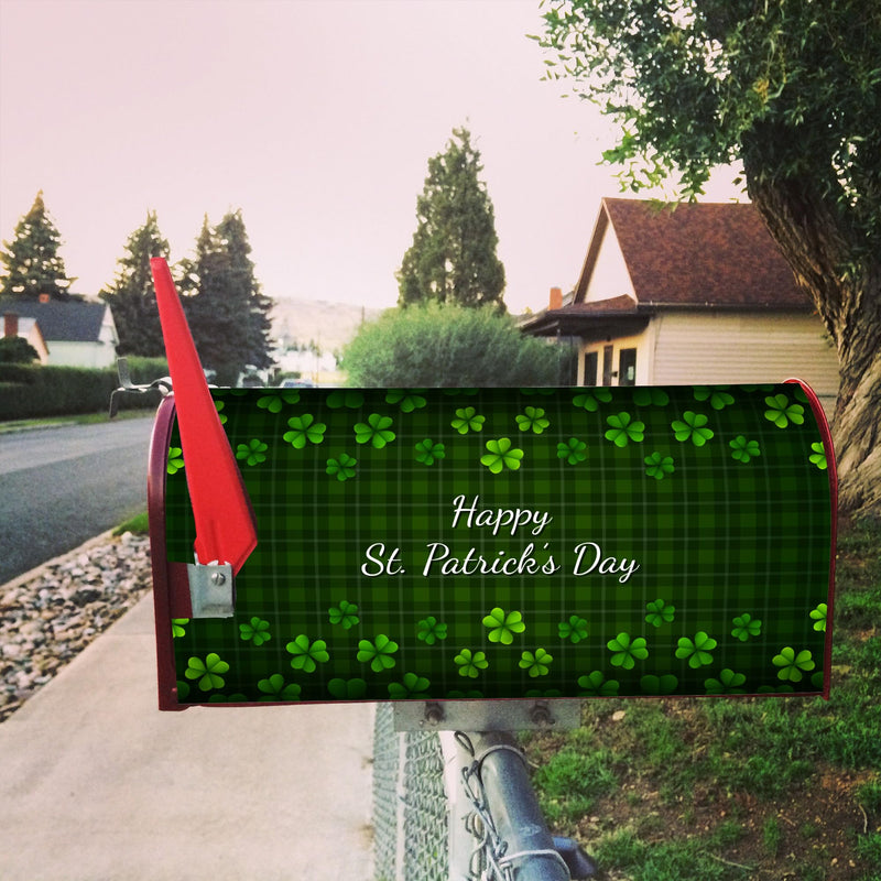 [Australia - AusPower] - Shamrock-Mailbox-Covers for St-Patrick's-Day Clover Green-Plaid Letter-Box-Cover for Holiday Garden Yard Mailbox Decor 18 X 21 Green/Plaid 