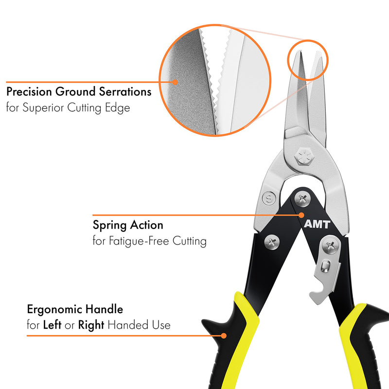 [Australia - AusPower] - AMERICAN MUTT TOOLS 10 Inch Straight Cut Tin Snips Heavy Duty  CrMo Sheet Metal Cutter  Aviation Snips for Sheet Metal  Sheet Metal Snips, Sheet Metal Shears Tin Snips for Cutting Metal Sheet 