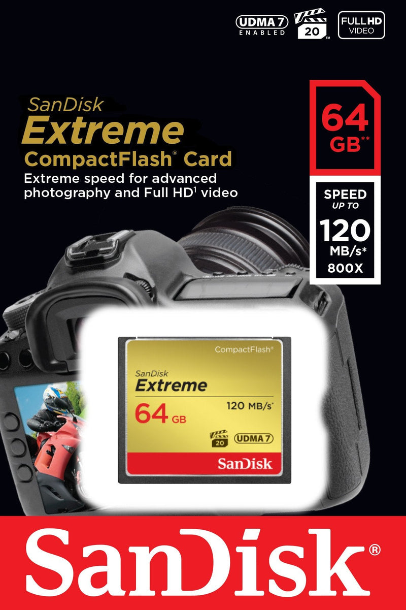 [Australia - AusPower] - B00EZE6V50 SanDisk Extreme 64GB Compact Flash Memory Card Standard Packaging 