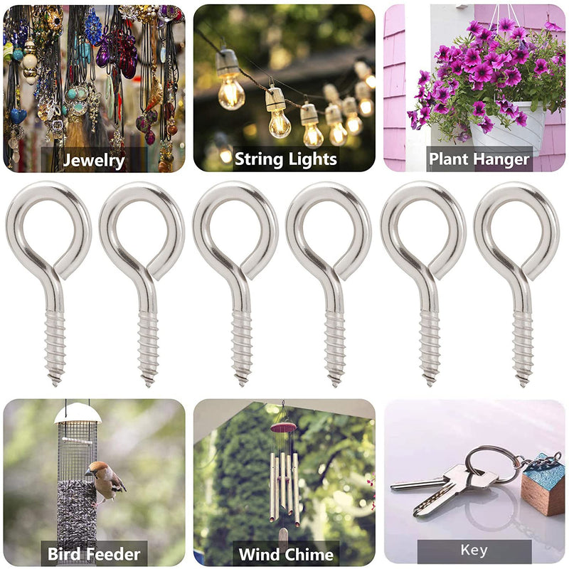 [Australia - AusPower] - Axe Sickle Silver 1 inch Screw Eyes Metal Eye Hooks Small Eyelet Screws, 100 Pcs 