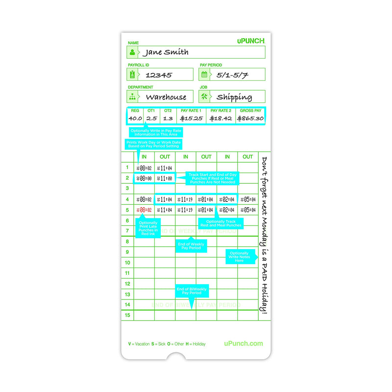 [Australia - AusPower] - 100 uPunch Time Cards for HN3000 
