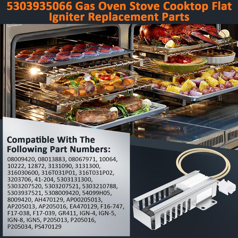 [Australia - AusPower] - WKZO WB13K21 Gas Oven Igniter for GE Samsung Kenmore Hotpoint Frigidaire Gas Oven, Stoves Igniter with Connector Plug and Nuts Exact Replacement NX58H5600SS NX58H5650WS DG94-00520A Norton 501a 