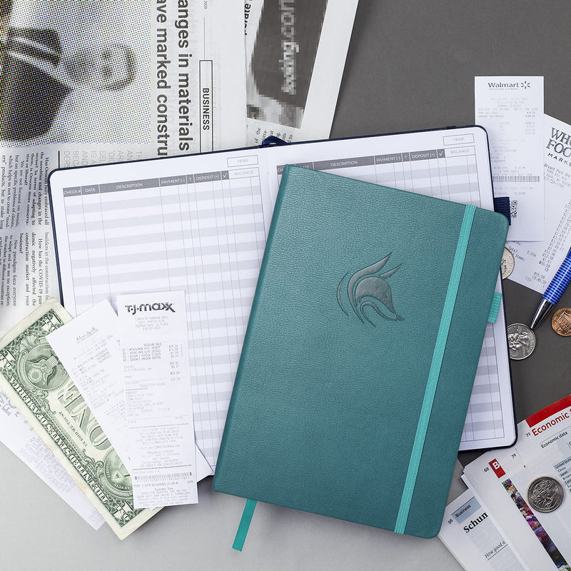 [Australia - AusPower] - Clever Fox Check Register – Deluxe Checkbook Log with Check & Transaction Registers, Bank Account Register Booklets for Personal and Work Use, A5 Hardcover - Dark Teal A5 (5.8'' x 8.3'') 