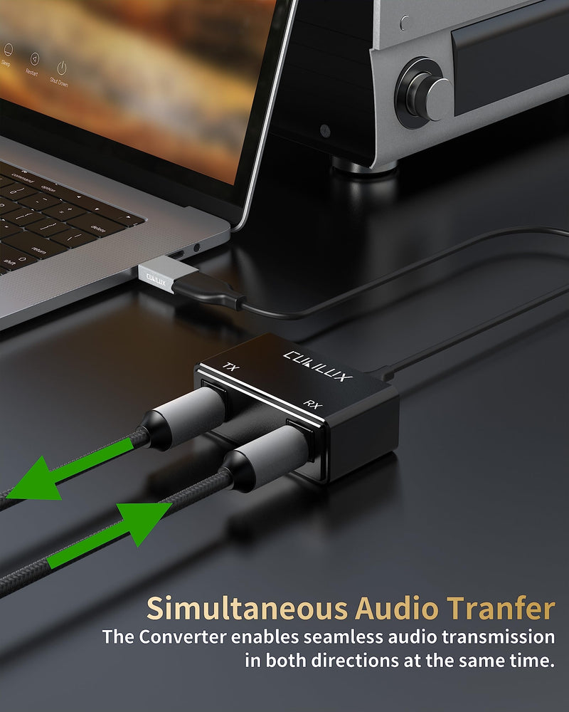 [Australia - AusPower] - Cubilux UCSTR-B3 USB A to SPDIF Input Output Adapter, 2-in-1 USB to TOSLINK Optical Transmitter Receiver Compatible with MacBook, Laptop, Computer, PC, Stereo Sound ONLY, NOT for Phone or Tablet 