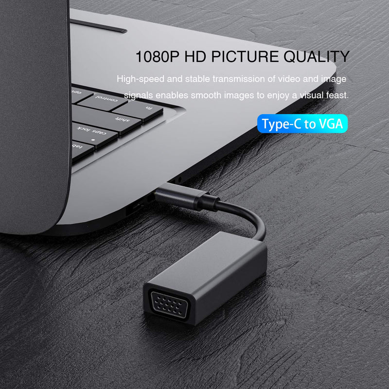 [Australia - AusPower] - USB Type C to VGA Adapter,FDG USB3.1 Type C USB-C to VGA Adapter Cable for MacBook Chromebook Pixel Laptop and More 