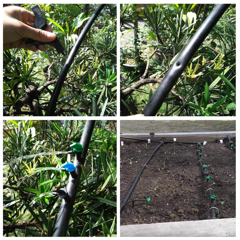 [Australia - AusPower] - HOINCO 60Pcs Drip Emitter, 3 Sizes Garden Flag Irrigation Dripper Emitter, for Lawn, Trees, Shrubs,Garden (1 GPH Black,2 GPH Blue,4 GPH Green) 