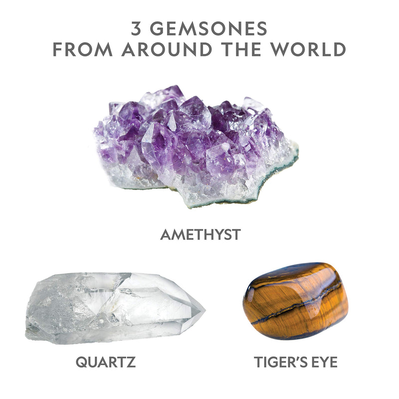 [Australia - AusPower] - NATIONAL GEOGRAPHIC Gemstone Dig Kit – Excavate 3 real gems including Amethyst, Tiger’s Eye & Rose Quartz - Great STEM Science gift for Mineralogy and Geology enthusiasts of any age 