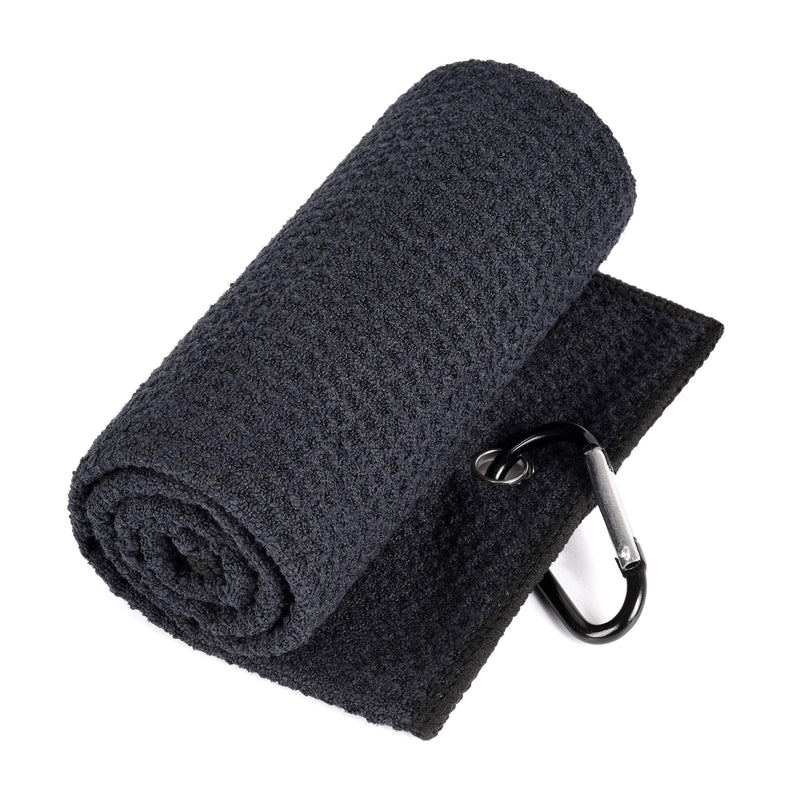 [Australia - AusPower] - Mile High Life Microfiber Waffle Pattern Golf Towel | Club Groove Cleaner Brush | Foldable Divot Tool with Magnetic Ball Marker Black Towel/Brush/Bone Divot 