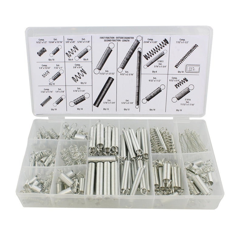 [Australia - AusPower] - ABN Compression & Extension Spring 200 pc Medium-Size Assortment Set, Steel Wire Metal Tension Springs Replacement Kit 
