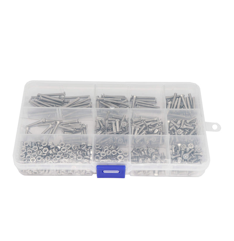 [Australia - AusPower] - binifiMux 500pcs M3 Phillips Countersunk Flat Head Machine Screws Hex Nuts Assortment Kit 304 Stainless Steel, M3 x 6mm / 8mm / 10mm / 12mm / 16mm / 18mm / 20mm / 25mm / 30mm 