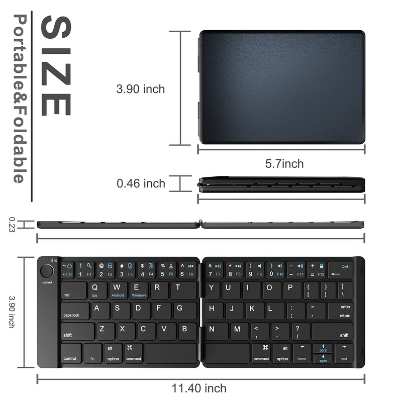 [Australia - AusPower] - Foldable Bluetooth Keyboard, Gimibox Wireless Folding Keyboard, Full Size Ultra Slim Keyboard with Rechargeable Li-ion Battery, Compatible for iOS/Android/Windows/Smartphone Tablet and Laptop 