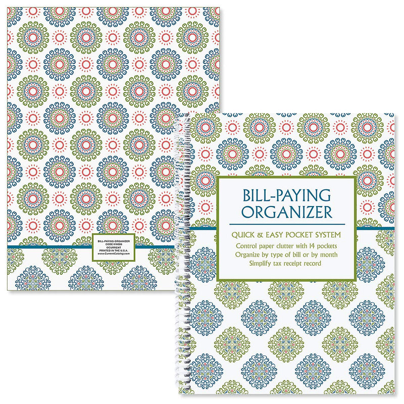 [Australia - AusPower] - Fresh Patterns Bill Paying Organizer Book - Personal Account book, 9" by 12 inch, Spiral-Bound, 14 Pockets, 32 Label Stickers, Bill Tracking 