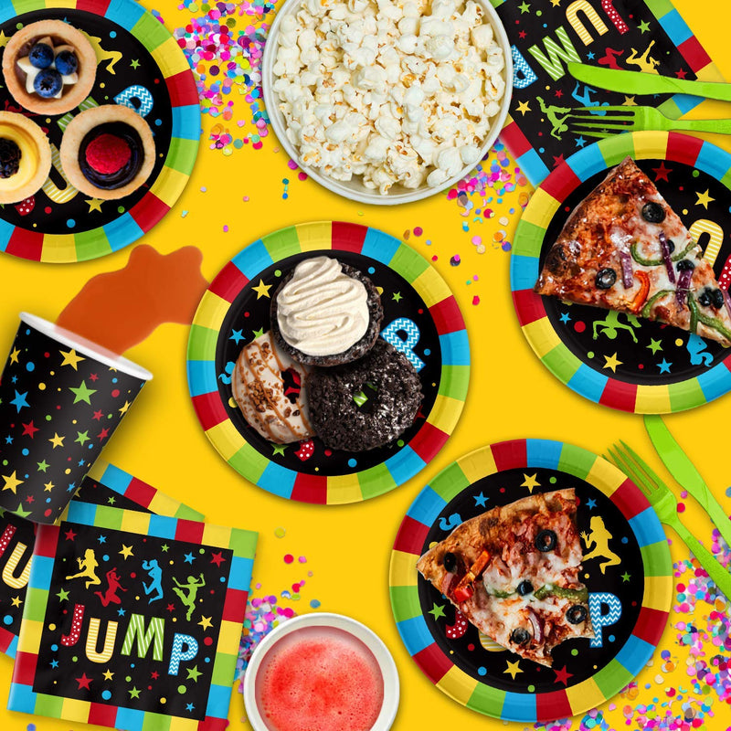 [Australia - AusPower] - Birthday Galore Jump! Bounce House Trampoline Party Supplies Set Plates Napkins Cups Tableware Kit for 16 