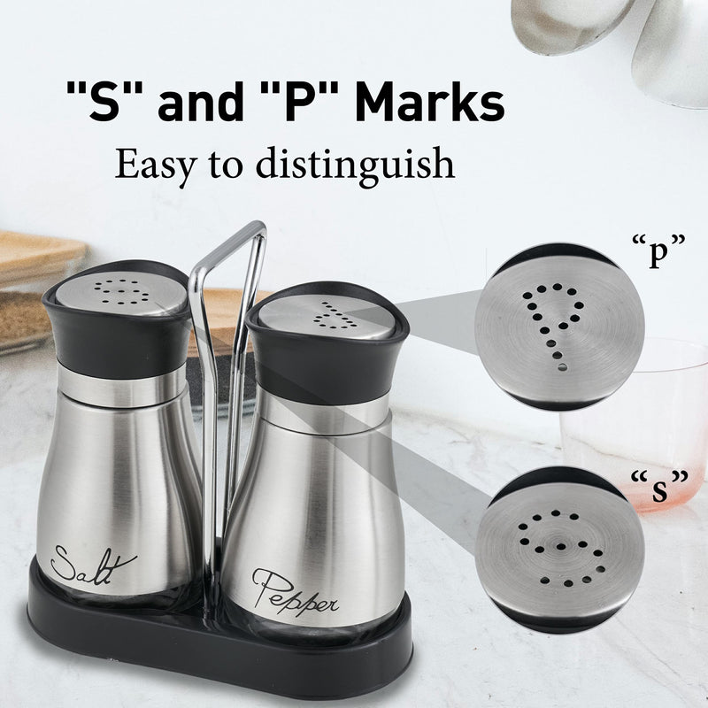 [Australia - AusPower] - Salt and Pepper Shakers Set, Stainless Steel with Glass Bottle for Table, RV, Camp, BBQ, Set of 2 Black 