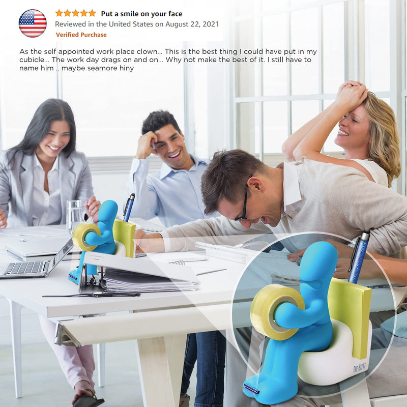 [Australia - AusPower] - The Butt – Funny Gift for Men or Women who Have Everything – Novelty Tape Dispenser with Pen Holder – Great as an Unusual Going Away Gift for Coworker – Office Gag Gift Blue 
