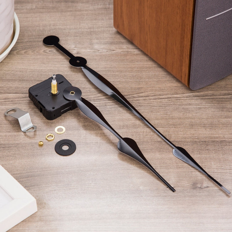 [Australia - AusPower] - High Torque Long Shaft Clock Movement Mechanism with 12 Inch Long Spade Hands (Black) Black 