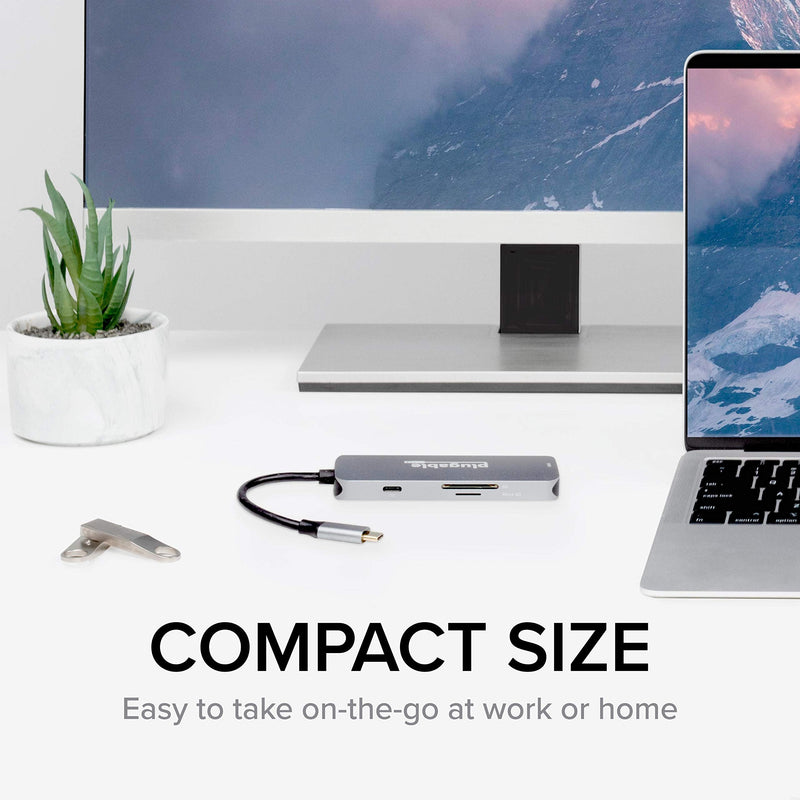 [Australia - AusPower] - Plugable USB-C Hub 7-in-1, Compatible with Mac, Windows, Chromebook, USB4, Thunderbolt 4, and More (4K HDMI, 3 USB 3.0, SD & microSD Card Reader, 87W Charging) 