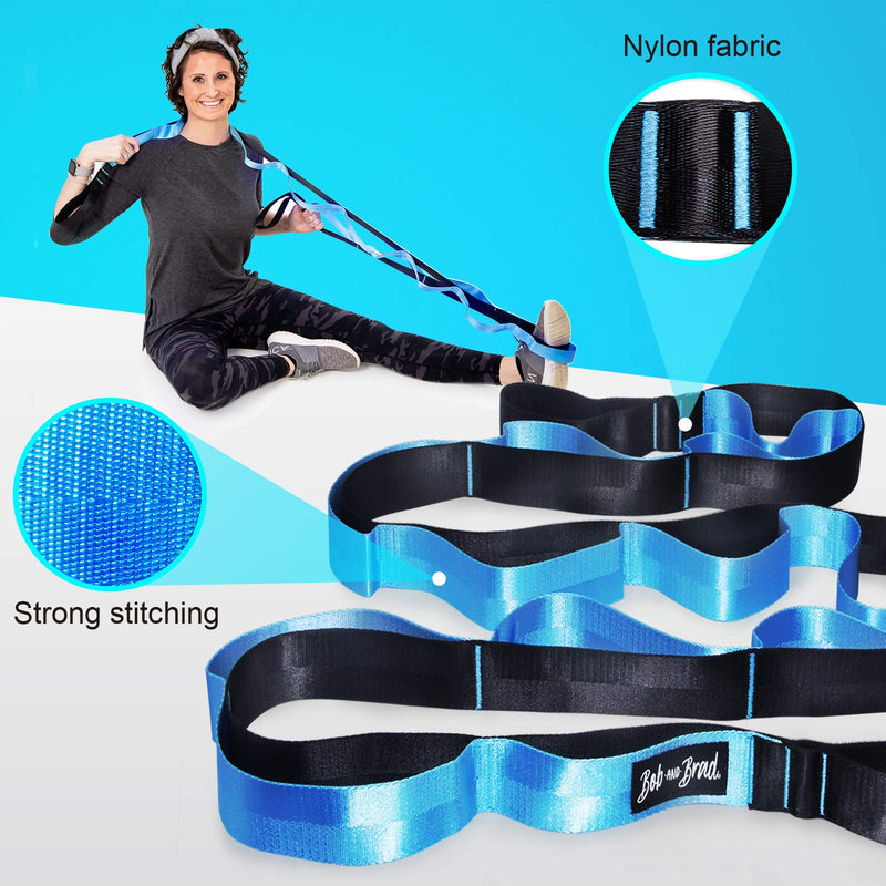 [Australia - AusPower] - BOB AND BRAD Stretch Strap, 12 Loop Yoga Stretch Strap, Non-elastic Stretch Strap for Stretching, Physical Therapy, Pilates, Dance, Gymnastics, and Athletic Trainers with Carry Bag 