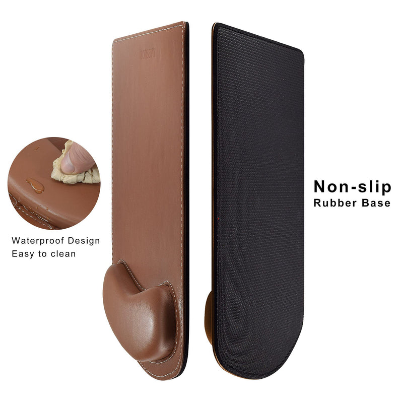 [Australia - AusPower] - ZORESYN PU Leather Gaming Mouse Pad with Wrist Rest Support, Ergonomic Memory Foam Mouse Wrist Rest Pad, Non Slip Mousepad - Large, Brown Light Brown WMP-01 