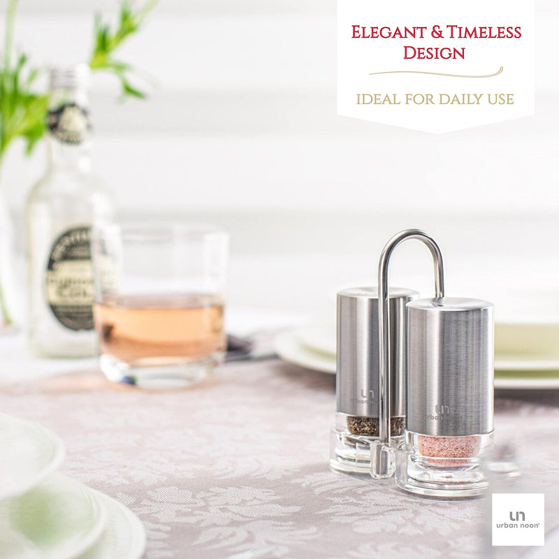 [Australia - AusPower] - Salt and Pepper Shakers with Holder - Elegant Stainless Steel Shaker Set by urban noon 