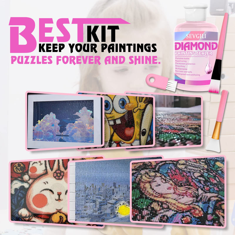 [Australia - AusPower] - sevgili Diamond Painting Sealer Kits 240ML with Brushes, Diamond Art Sealer Puzzle Glue Diamond Painting Accessories and Tools,Diamond Painting Kits for Adults (8OZ) 8OZ 