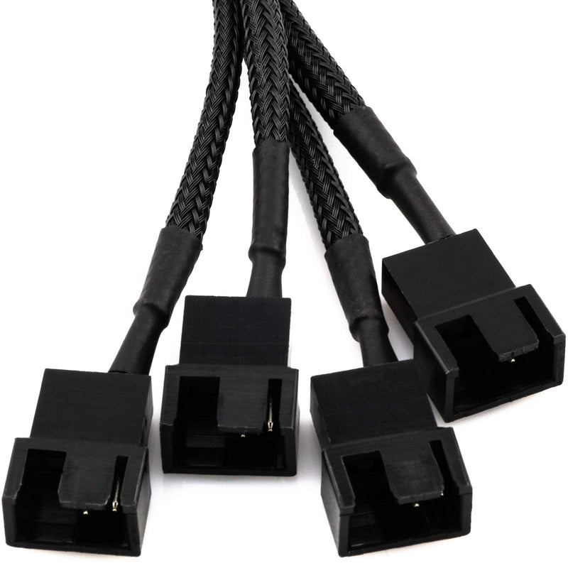 [Australia - AusPower] - CRJ 15-Pin SATA to Four 3-Pin and 4-Pin PWM Sleeved Fan 12V Power Adapter Cable 4 - Four Fan 1 
