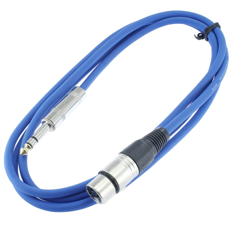 [Australia - AusPower] - MCSPROAUDIO 1/4" TRS to 3 Pin XLR Female Pro Audio Patch Cable Balanced and Shielded (6 Foot Feet ft Long, Blue) 6 ft long 