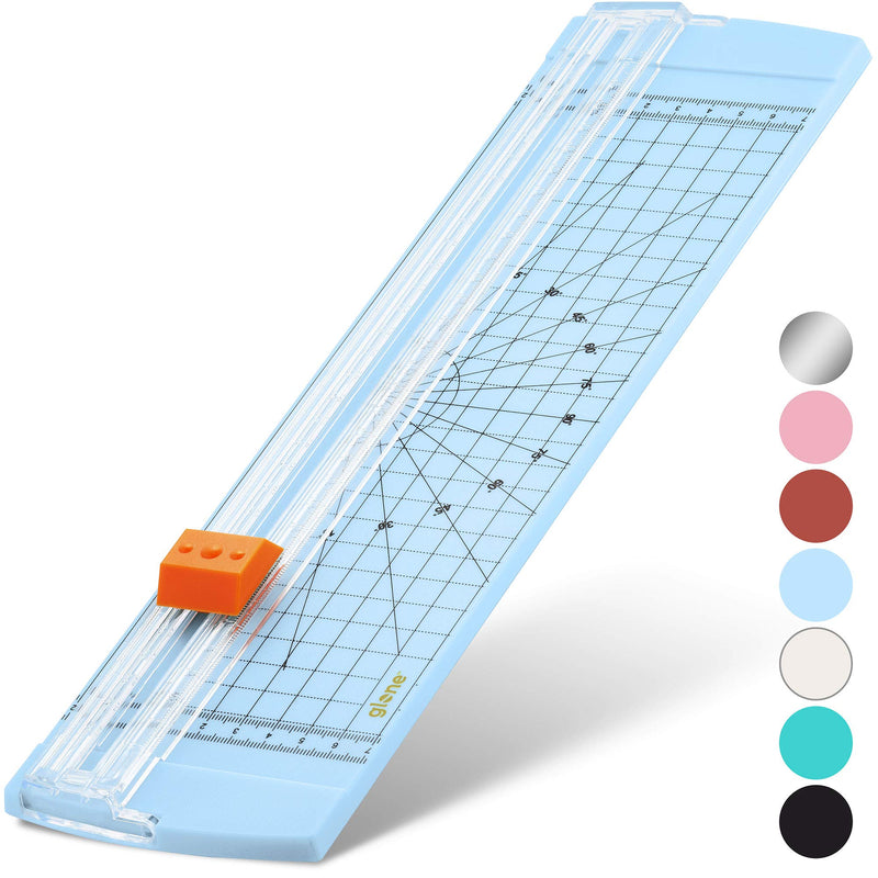 [Australia - AusPower] - Glone 12 inch Paper Trimmer, A4 Size Paper Cutter with Automatic Security Safeguard for Coupon, Craft Paper and Photos (Light Blue) 