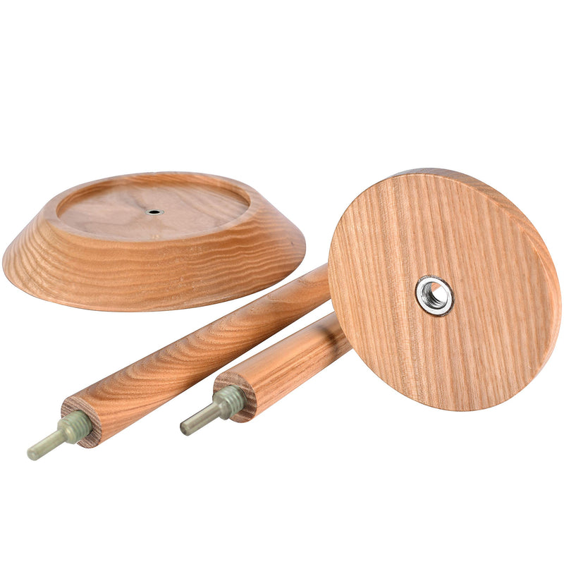 [Australia - AusPower] - BarvA Big Wood Yarn Holder Set Advanced Metal Twirling Mechanism Lazy Susan Stand Ball Spindle Sewing Crocheting Tool Wool Cord Organizer Ribbon Storage Knitting Embroidery Thread Crochet Accessories Natural 