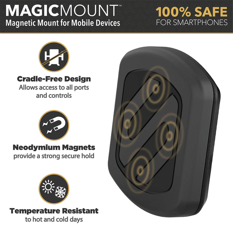 [Australia - AusPower] - Scosche MAGVM2B MagicMount Magnetic Car Phone Holder Mount - 360 Degree Adjustable Head, Universal with All Devices - Air Vent Mount 1 Pack Black 