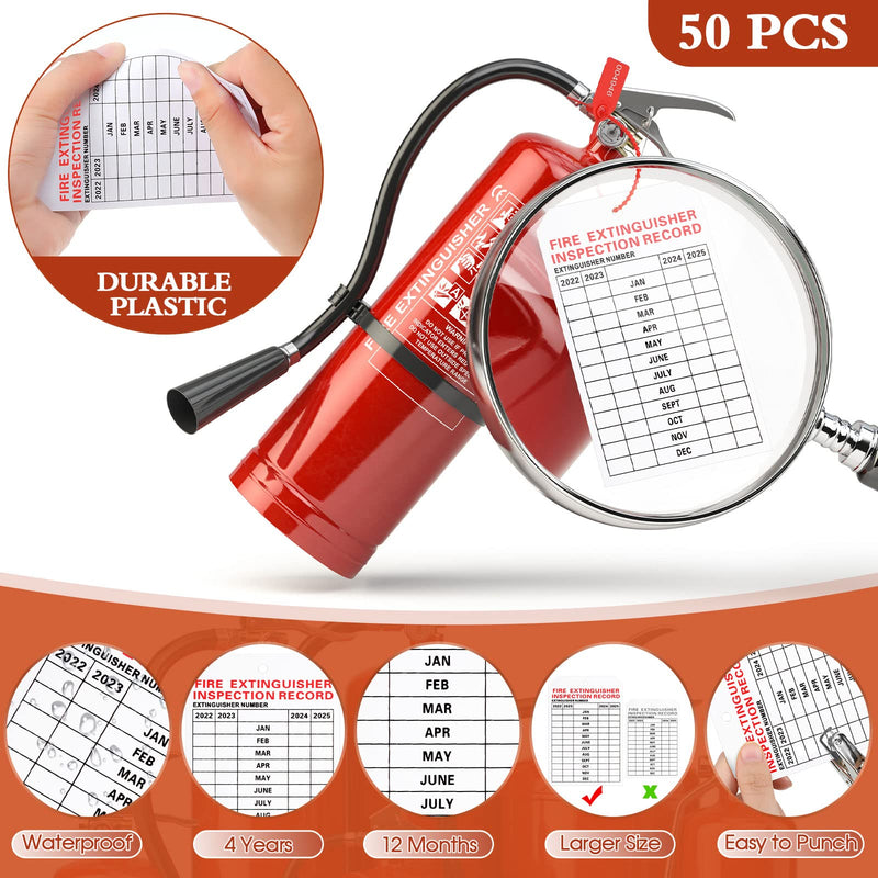 [Australia - AusPower] - 101 Pieces Monthly Fire Extinguisher Inspection Tags 2022 Maintenance Tags and Plastic Tamper Seals Numbered Security Tags with Handheld Hole Puncher (Red, White, 5 x 3.3 Inch) Red, White 
