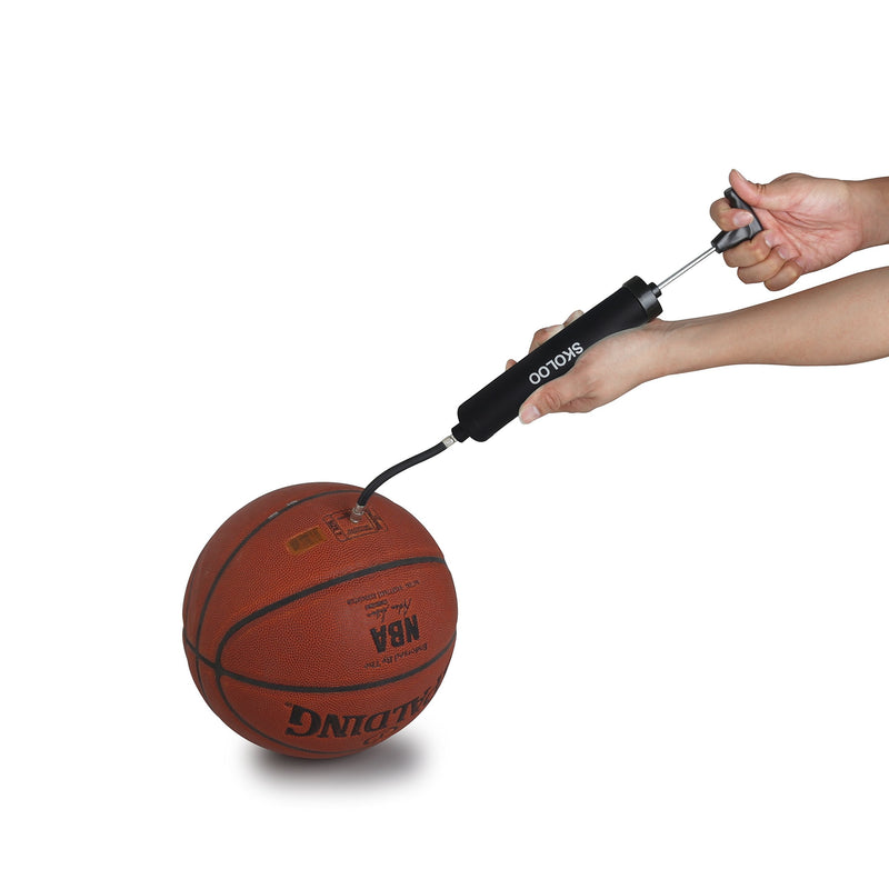 [Australia - AusPower] - Skoloo 10" Portable Hand Air Ball Pump Inflator Kit with Needle, Nozzle, Extension Hose for Soccer Basketball Football Volleyball Water Polo Rugby Exercise Sports Ball Balloon Swim Inflatables 2 Black 