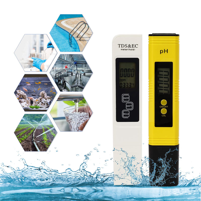 [Australia - AusPower] - Water Quality Tester, Digital TDS, EC & Temperature Meter 3 in 1 and Digital PH Meter, 0-9999ppm 