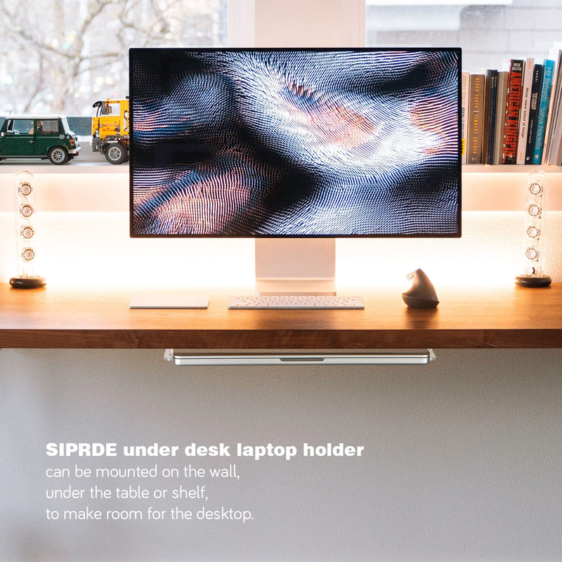 [Australia - AusPower] - SIPRDE Wall Mount Laptop Holder - Also Available as an Under Desk Laptop Mount, Clear Acrylic, with Adhesive & Screw, for Macbooks, Surface, Keyboards, Switch, Tablets & More 