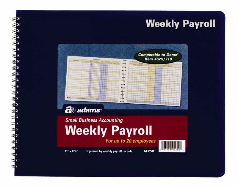[Australia - AusPower] - Adams Weekly Payroll Record, 20 Employee Capacity, Spiral Binding, 11 x 8.5 Inches, White, (AFR50) 