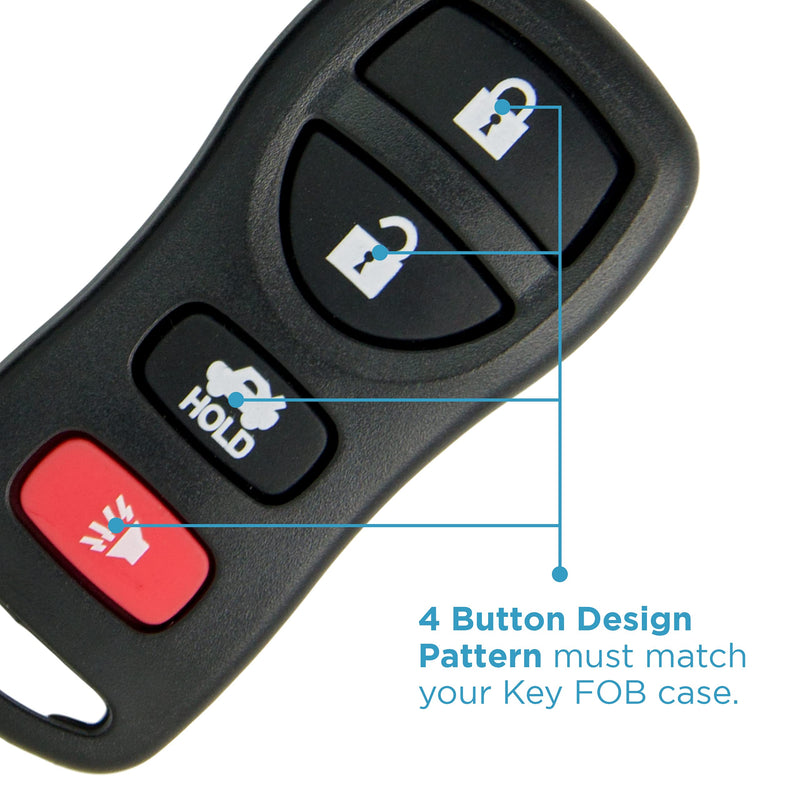 [Australia - AusPower] - Keyless2Go Replacement for New Shell Case and 4 Button Pad for Remote Key Fob with FCC KBRASTU15 - Shell ONLY (2 Pack) 