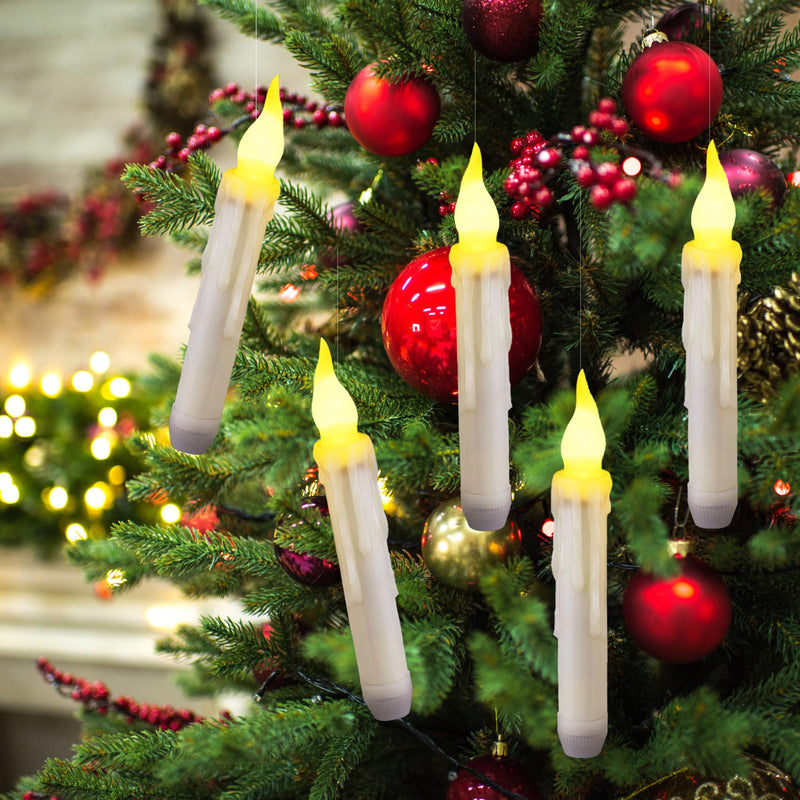 [Australia - AusPower] - Yakpo 6 Pack Remote LED Taper Candles Battery Operated, Halloween Floating Candle Lights Flickering Flameless Outdoor Electric Flicker Fake Candle Bulk, Window Chandelier Holder Christmas Decorations 