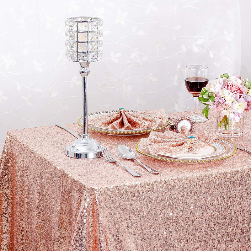 [Australia - AusPower] - Set of 12 Rose Gold Sequin Napkins, 30cm x 30cm Dinner Cloth Napkins, Glitter Table Napkins for Wedding Party Reception Events Kitchen Home Thanksgiving and Christmas Decoration 